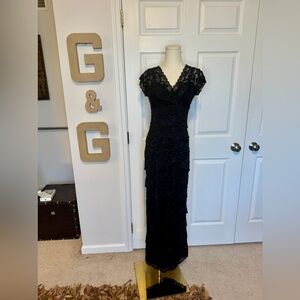 Lace and beading evening dress